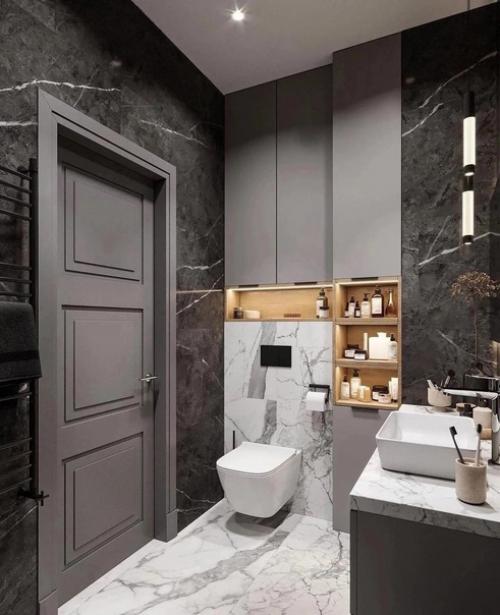 Оформление ванной комнаты в современном стиле. 02