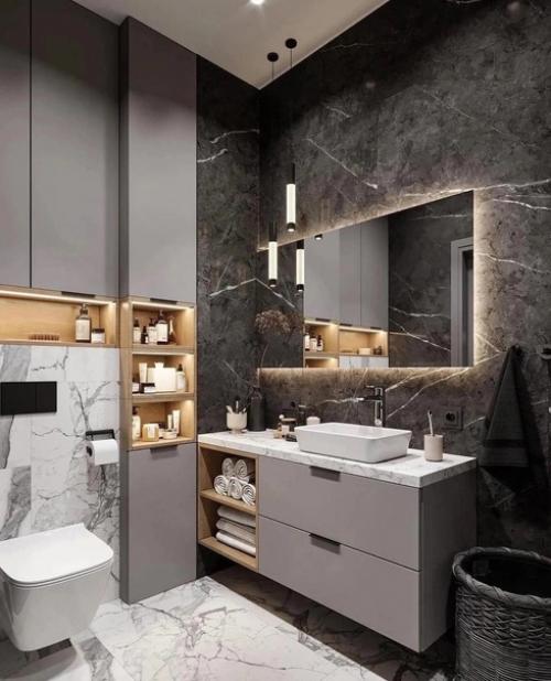 Оформление ванной комнаты в современном стиле. 03