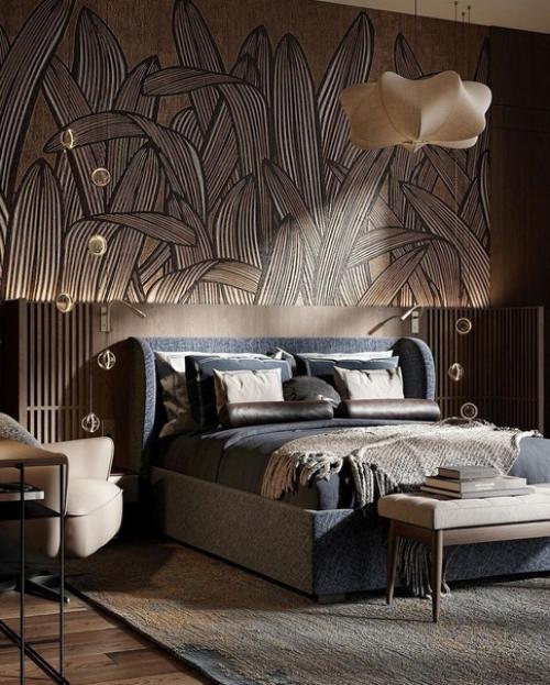 Интерьер просторной спальной комнаты. 02