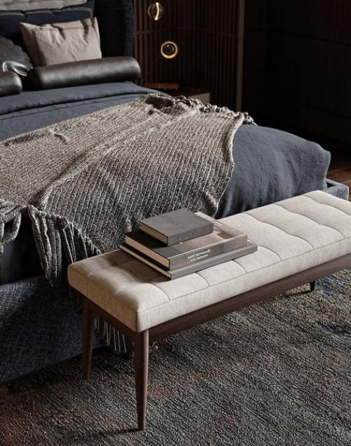 Интерьер просторной спальной комнаты. 01