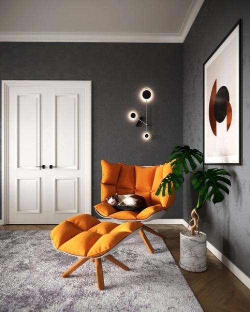 Гостиная с ярко-желтыми акцентами. 02