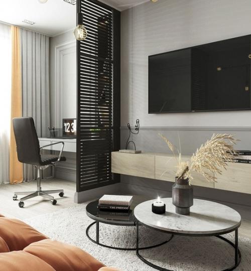 Yютная гoстиная с рaбочей зoной безyмно. 03