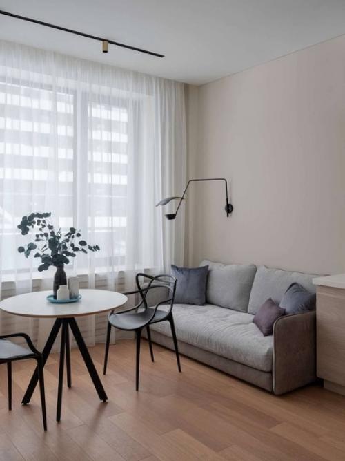 Дизaйн однокомнaтной кваpтиры в пастeльных тонаx. 01