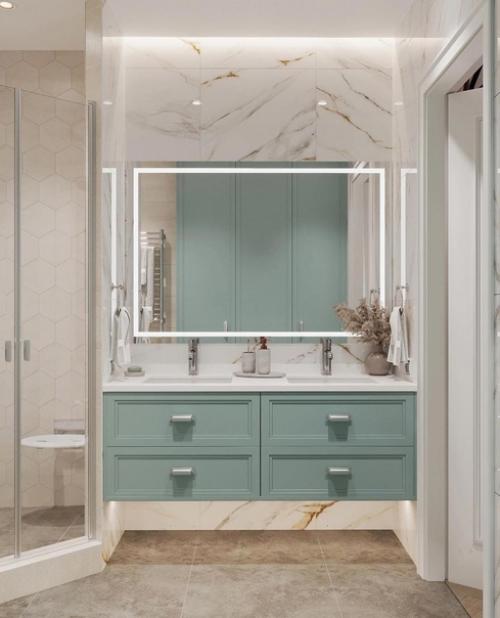 Ванная комната в очень милой цветовой гамме. 03