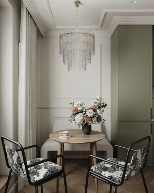 Кухня - гостиная в оливковых тонах. 02