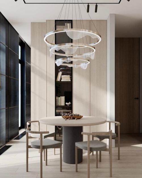 Современная кухня, которую объединили с гостиной. 03