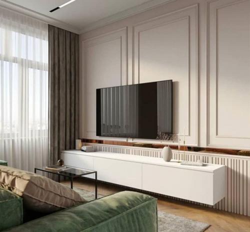 Много идей, как правильно организовать тв - зоны в гостиных.