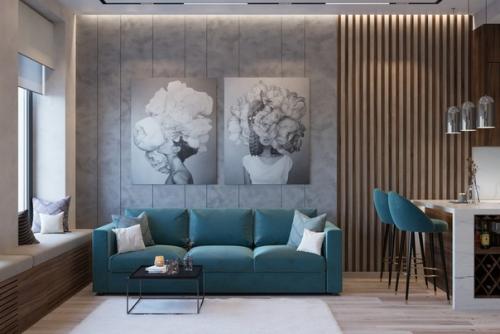 Интересный проект гостиной.