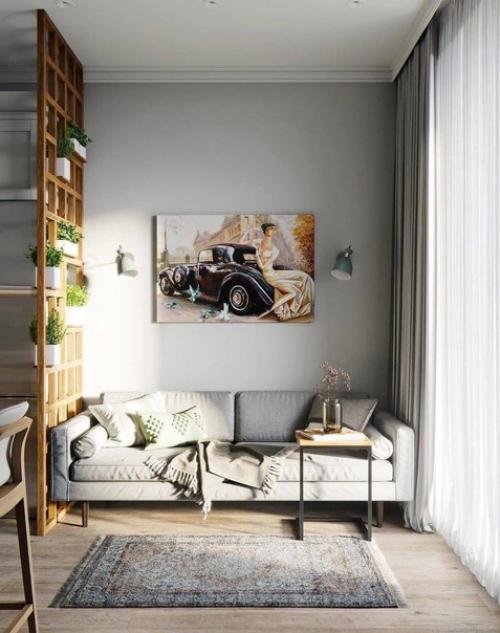 Кухня - гостиная оформленная в натуральных тонах. 03