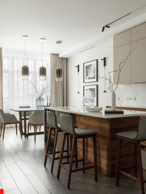 Стильный, сдержанный интерьер просторной квартиры. 06