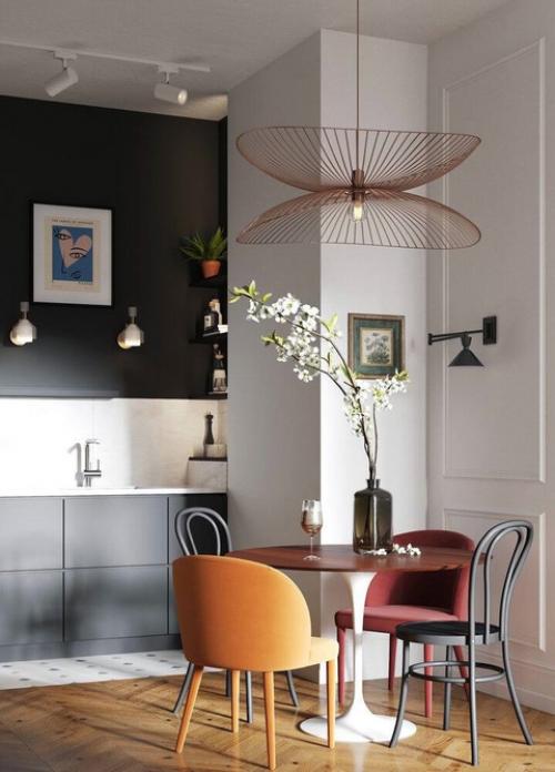 Гибкость и стиль - маленькая яркая кухня. 01