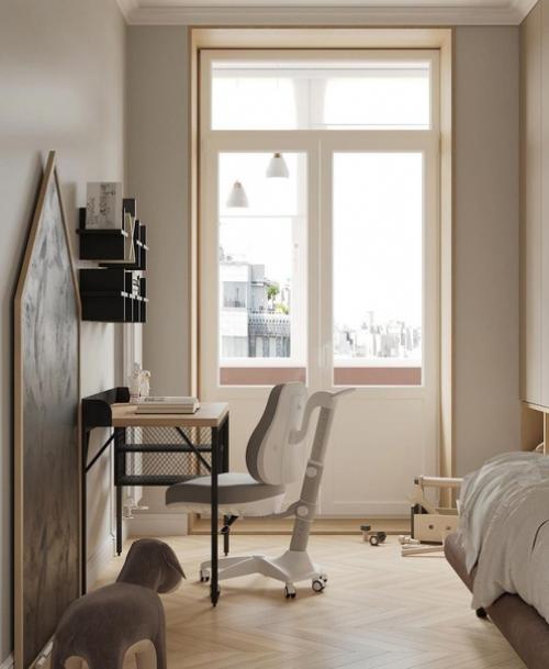 Небольшая детская комната в спокойных тонах. 02