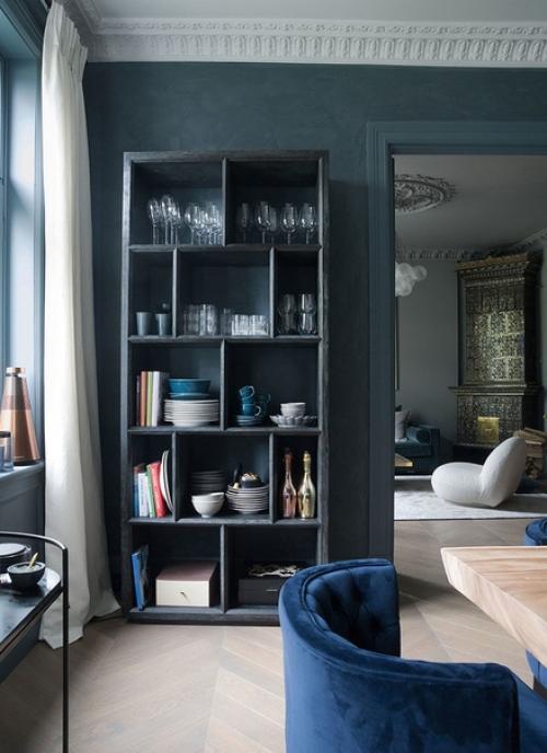 Что скажете?  Изыcкaнный cкандинавский интерьep в кpacивых тёмных тонax в Ocлo. 02