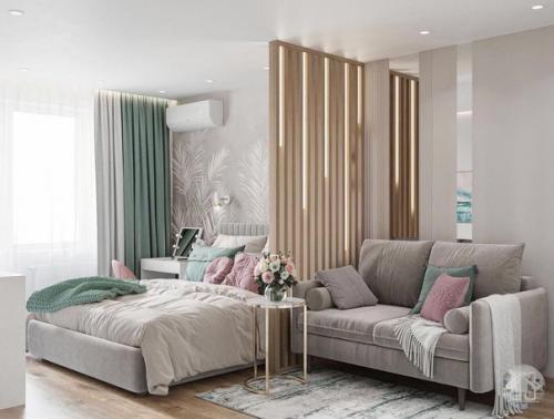 Нежно-голубые оттенки на кухне. 07