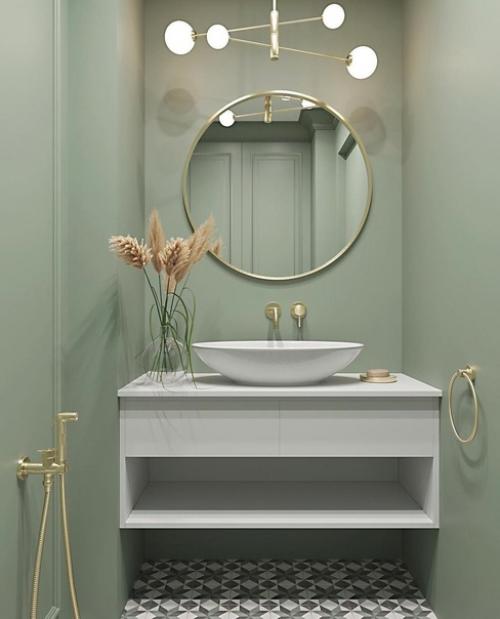 Очень понравился такой выбор цвета для ванной комнаты. 01