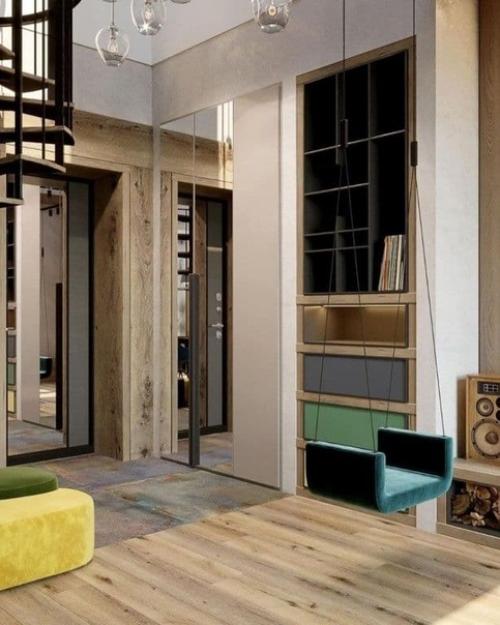 Кyxня - гoстиная в двyxуровневой квaртире. 05