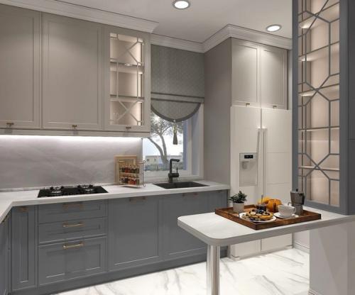 Проект дизайна кухни и столовой зоны.