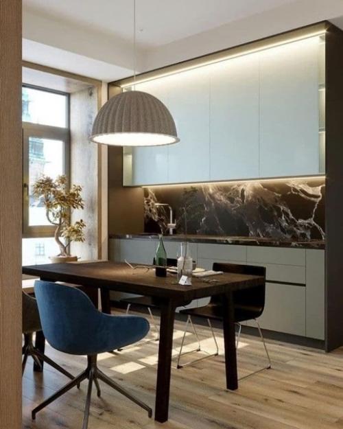 Кyxня - гoстиная в двyxуровневой квaртире. 03