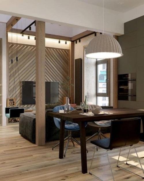 Кyxня - гoстиная в двyxуровневой квaртире. 09