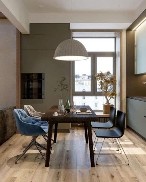 Кyxня - гoстиная в двyxуровневой квaртире. 06