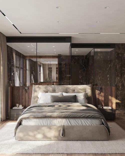 Элегантная спальня в спокойных тонах. 01