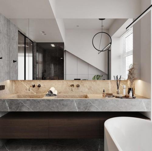 Ванная комната с большими окнами. 01