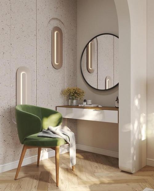 Спальная комната, которая оформлена в весенних тонах.