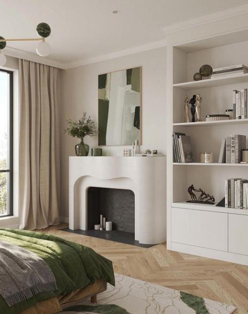 Спальная комната, которая оформлена в весенних тонах. 03