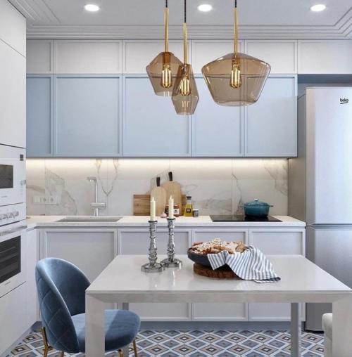 Очень нежный интерьер кухни.