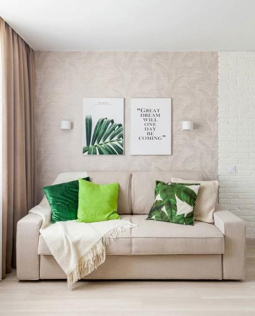 Кухня - гостиная в светлых тонах. 02