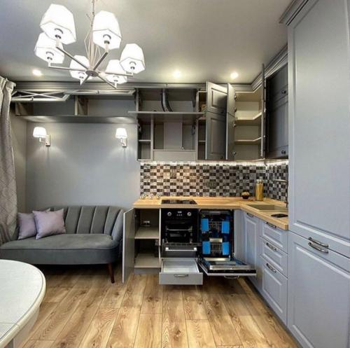 Стильный серый цвет на кухне. 02