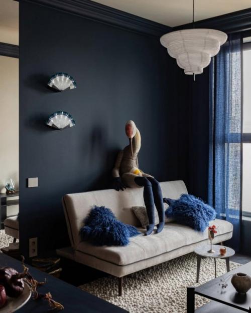 Голландский синий в интерьере: стильная квартира в Минске. 01