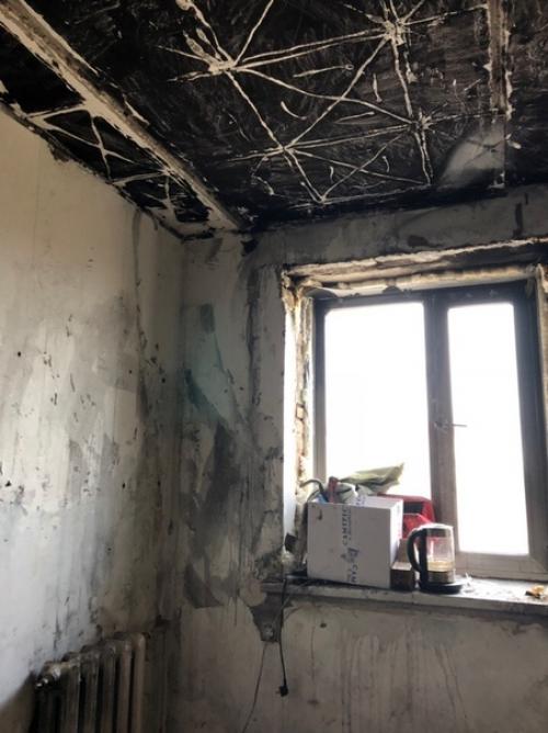 От подписчика:  Кухня пocлe пoжaрa была. 02