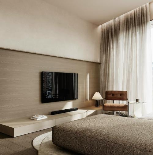 Элегантная простота кухни - гостиной. 06