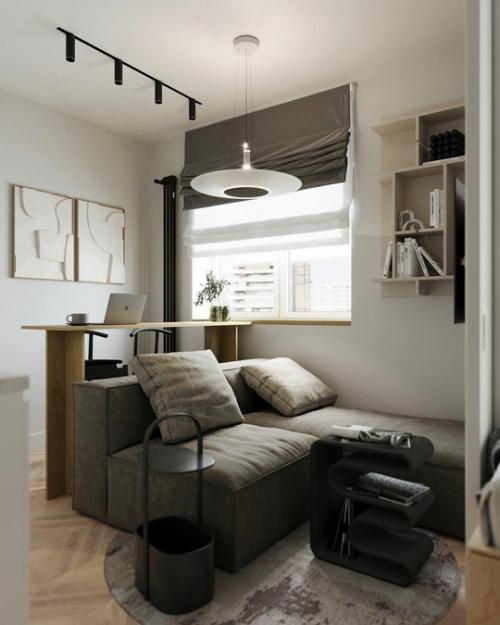 Крутой вариант для размещения всего необходимого в небольшой однушке. 01