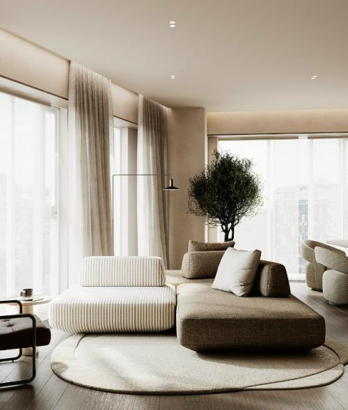 Элегантная простота кухни - гостиной. 04