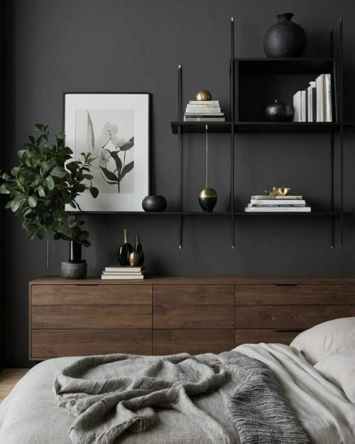 Черный в спальне.  Стильные варианты для вашего вдохновения. 02