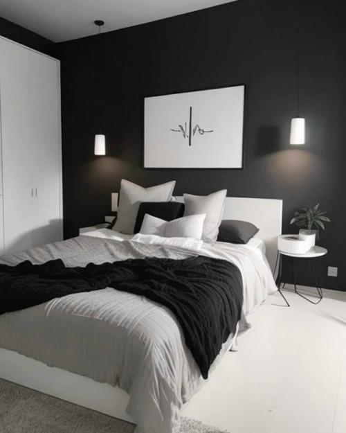 Черный в спальне.  Стильные варианты для вашего вдохновения. 04
