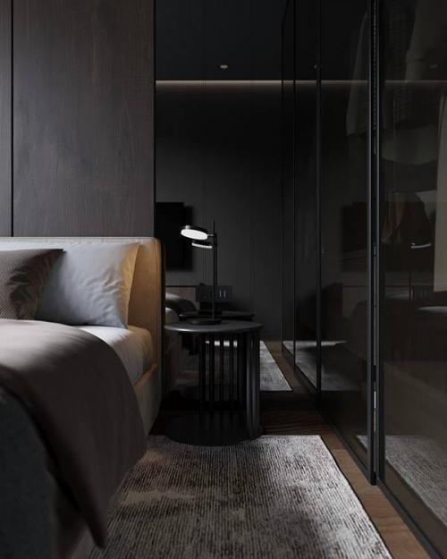 Черный в спальне.  Стильные варианты для вашего вдохновения. 09