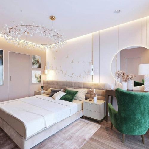 Какое цветовое решение для этой спальни вам ближе? 01