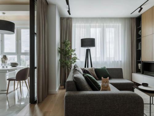 Легкий, графический интерьер квартиры. 02