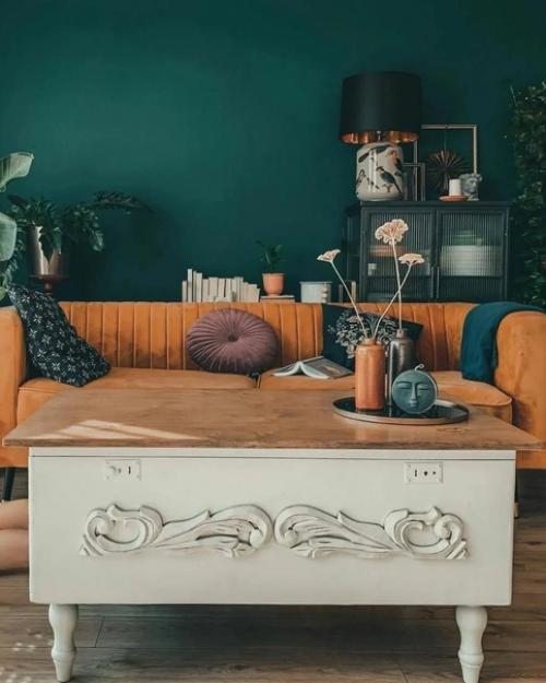 Кухня в темно-зеленом цвете. 05