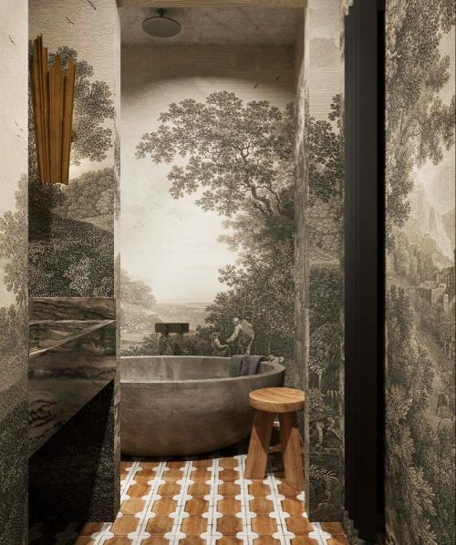 Обои в санузле: смело и эффектно. 02