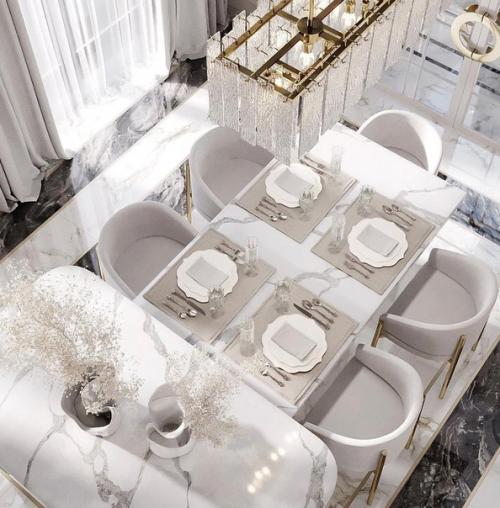 Монохромный интерьер в оформлении большой, просторной кухни. 02