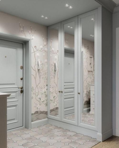 Нежное, симпатичное оформление прихожей. 02