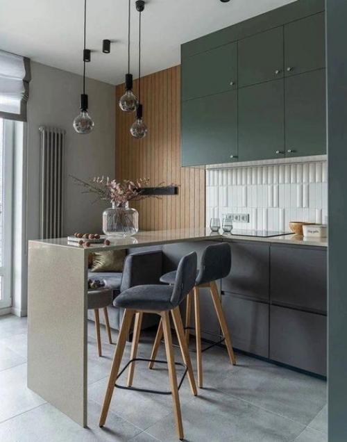 Проект кухни в пастельных тонах.