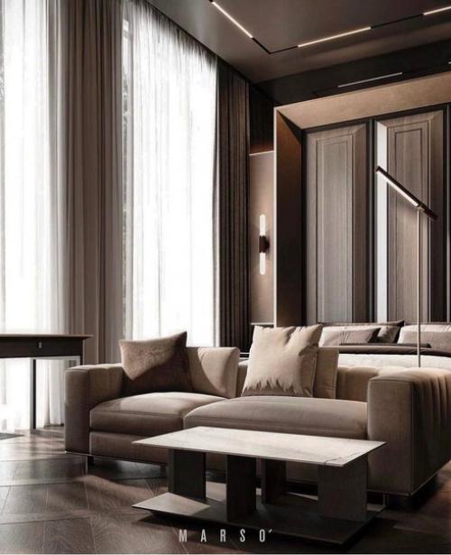 Стильный, приятный интерьер спальной комнаты. 04