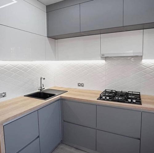 Дизайн интерьера кухни в сером цвете. 04