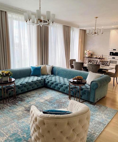 Стильная, элегантная кухня объединенная с гостиной. 02