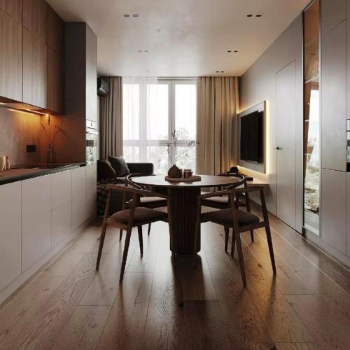 Энергия и уют в интерьере кухни - гостиной. 04